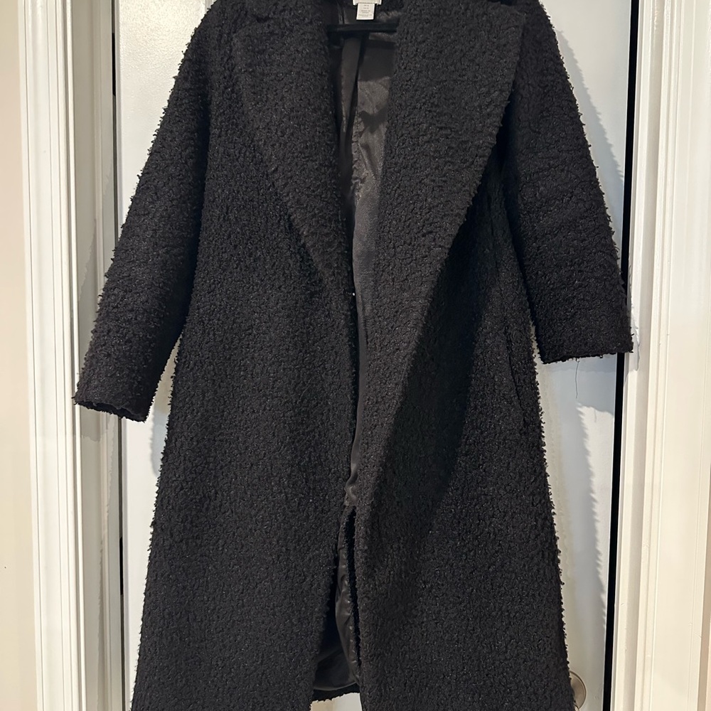 H&M Black faux shearling Coat Size US 8